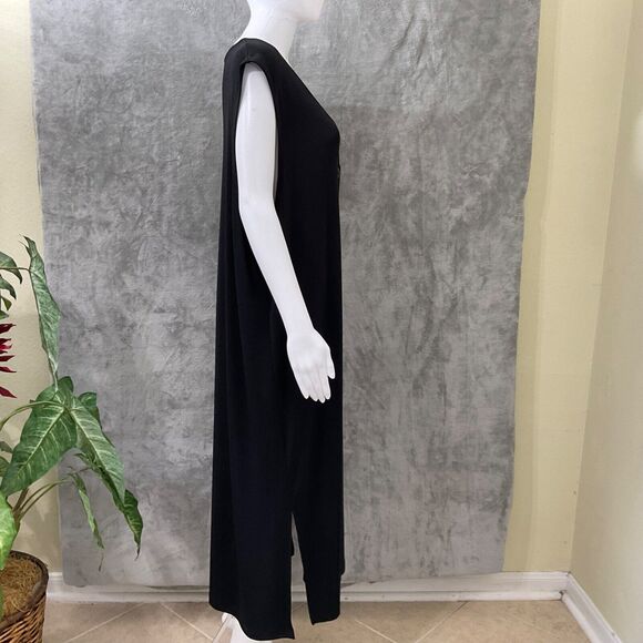 Fern Dratten Slinky Knit Duster Women’s OS  2 button Sleeveless Black travel - Picture 3 of 10